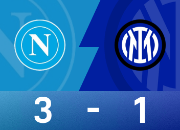 意甲戰報：德布勞內、恰爾汗奧盧均點射，那不勒斯3-1國米